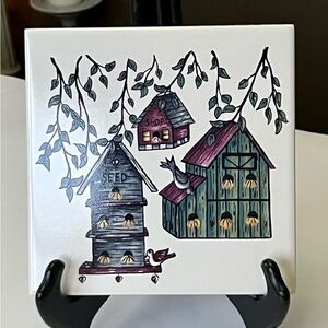 “Birdhouse” by Home and Garden Party tea tile, trivet discontinued circa 1999-